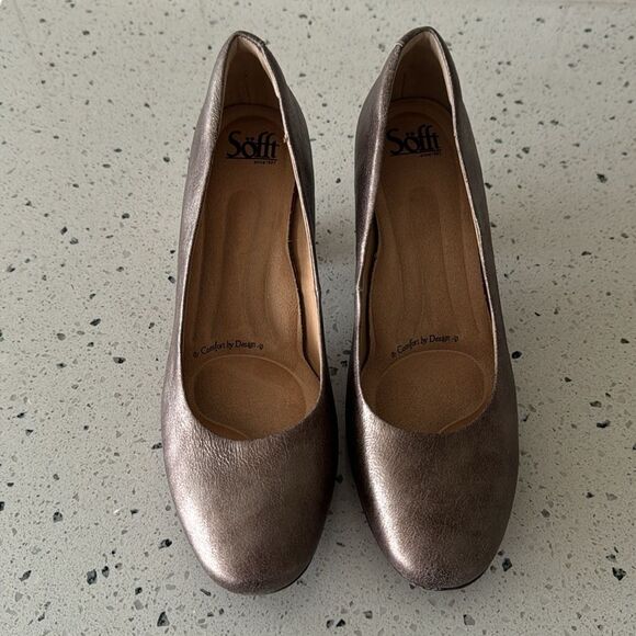 Sofft Lana Women’s Bronze Leather Pumps Block Heeled Comfortable Shoes Size 9M - Picture 2 of 15
